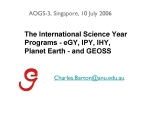 The International Science Year Programs - eGY, IPY, IHY, Planet Earth - and GEOSS